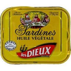 Les Dieux Sardines à l'huile végétale, recette traditionnelle, la boîte,173g