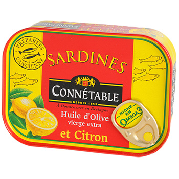 Sardines entieres a l'huile d'olive et au citron