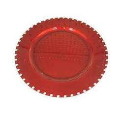 Assiette en plastique ronde rouge avec strass
