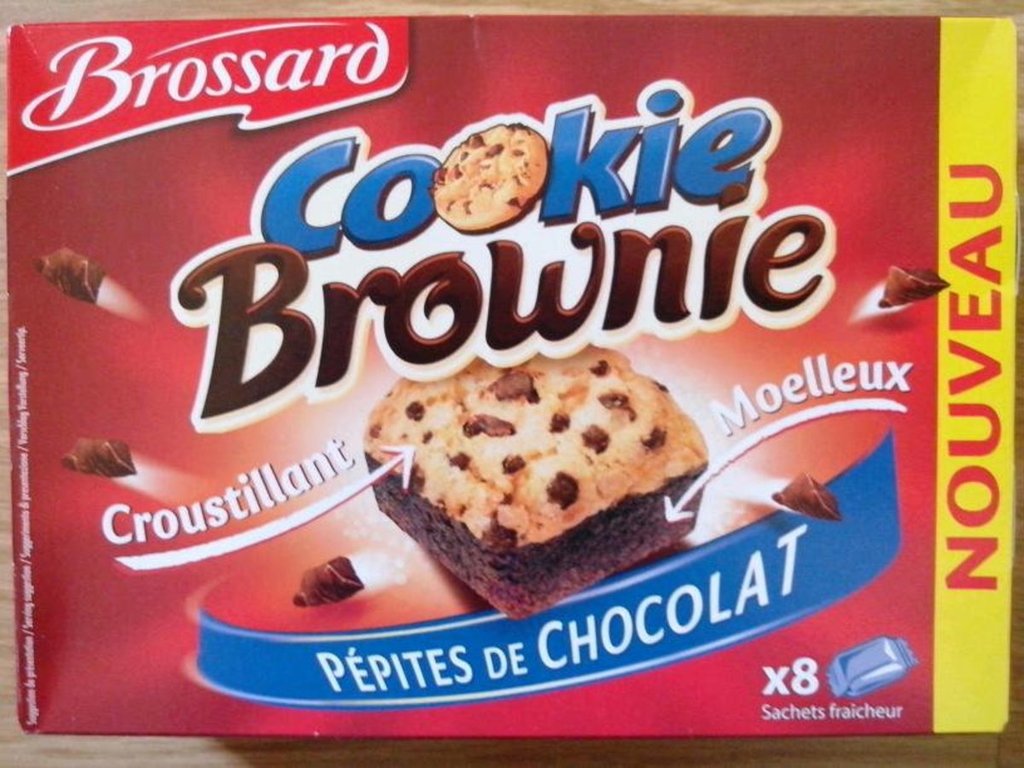 Cookie brownie aux pépites de chocolat BROSSARD, 8 sachets, 240g
