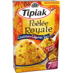 Tipiak Poêlée royale couscous et légumes secs carottes raisins les 2 sachets de 165 g