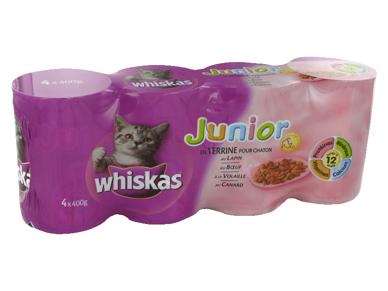 Whiskas croquettes canard volaille boeuf lapin 4x400g