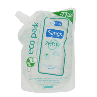 Recharge gel douche Sanex Zero% Peaux normales 500ml
