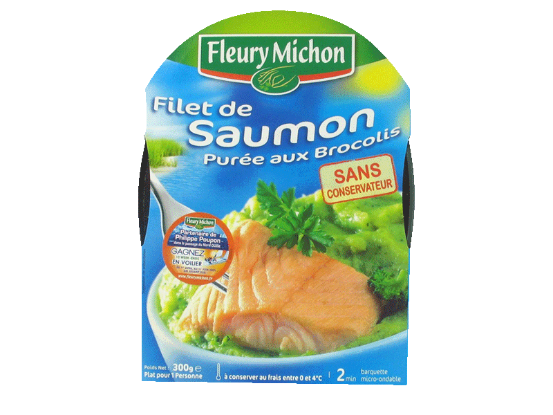 Filet de saumon d'Atlantique et puree de brocolis FLEURY MICHON, 300g