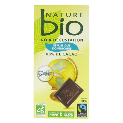 Nature bio chocolat noir degustation 80% de cacao Republique Domi...