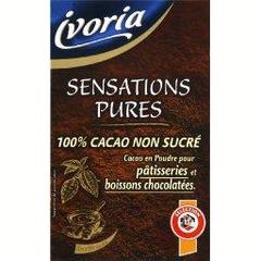 Sensations pures, cacao non sucre en poudre pour patisseries et boissons chocolatees, la boite,250g