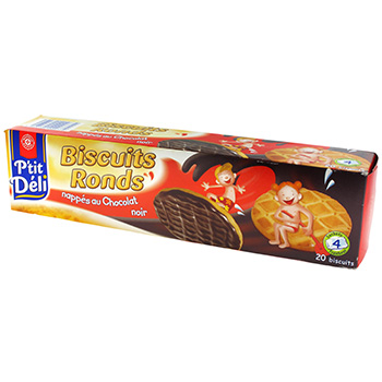 Biscuits P'tit Deli ronds Chocolat noir 200g