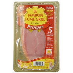 Jambon fume grill a cuire 5 tranches s/skin 500g petitgas
