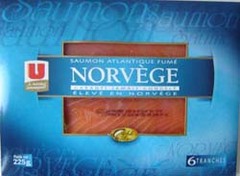Saumon fume de Norvege U, 6 tranches, 225g
