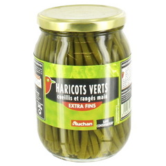 Auchan haricots verts extra fins cueillis & ranges main 345g