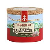 Fleur de sel Saunier Camargue Boîte ronde ail persil 125g
