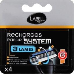 Labell, Men - Recharges 3 lames pour rasoir System, la boite de 4