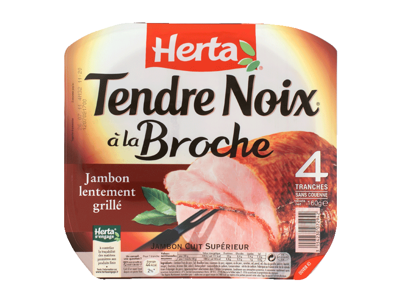 Jambon tendre noix Herta A la broche 4 tranches 160g