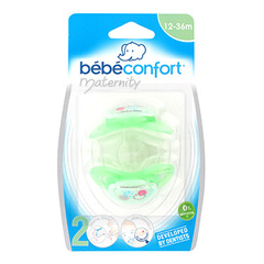 Sucette Maternity BebeConfort Dental safe silicone T2 vert x2