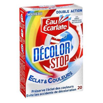 Lingettes Decolor Stop eclat et couleurs EAU ECARLATE, 20 unites