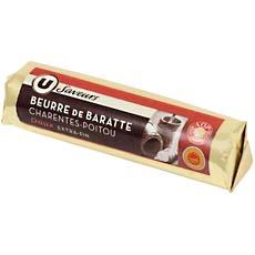 Beurre doux de baratte AOP de Charente Poitou U SAVEURS, 80%MG, 250g