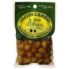 Olives vertes cassees au basil et a l'ail LE BRIN D'OLIVIER, 150g