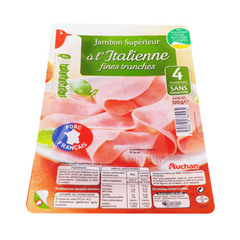 Auchan jambon sans ogm italien tranche x4 -120g
