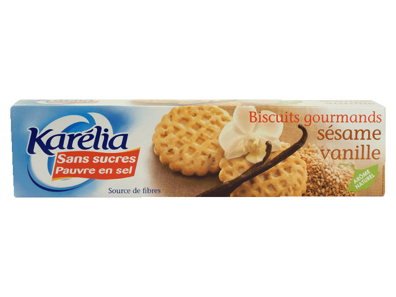Biscuits sans sucre saveur vanille au sesame KARELIA, 132g