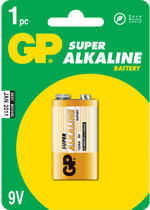 GP Piles Super alcalines 9 V-pp3 Batterie – Chrome/Noir/Rouge ()