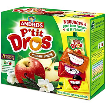 Gourde P'tit Dros Andros Pomme vanille 8x100g
