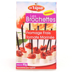 Mini brochettes fromage frais et tomates marinees O'TAPAS, 80g