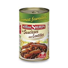 William Saurin, Les saucisses aux lentilles, la boite de 1,260kg