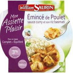 William Saurin, Mon Assiette Plaisir - Emince de poulet au curry riz basmati, l'assiette de 280 g