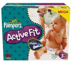 Pampers - 81261296 - Active Fit Couches - Taille 3 Midi (4-9 Kg) - Megapack X 117 Couches