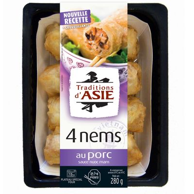 Nems au porc avec sauce TRADITIONS D'ASIE, 4 pieces, 280g