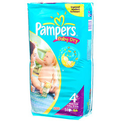 Couches Pampers Baby-Dry T4 + 9-20kg x54