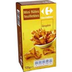 Biscuits apéritif mini-flûtes gruyère Carrefour