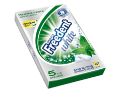 Chewing gums sans sucre a la menthe verte FREEDENT White, 5x10 dragees, 70g