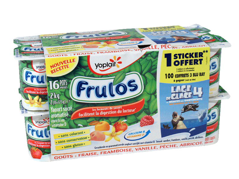 Yoplait, Frulos - Assortiment de yaourt sucré aromatisé, les 16 pots de 125 g