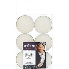 Devineau, Bougies chauffe-plats blanc parfum jasmin de chine, la boite de 6