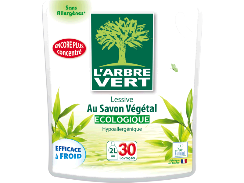 L'Arbre Vert Recharge Lessive Savon Vegetal 30 lavages 2l