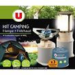 Kit camping U, comprenant une lampe à gaz, un réchaud et 3 cartouches,blanc et gris