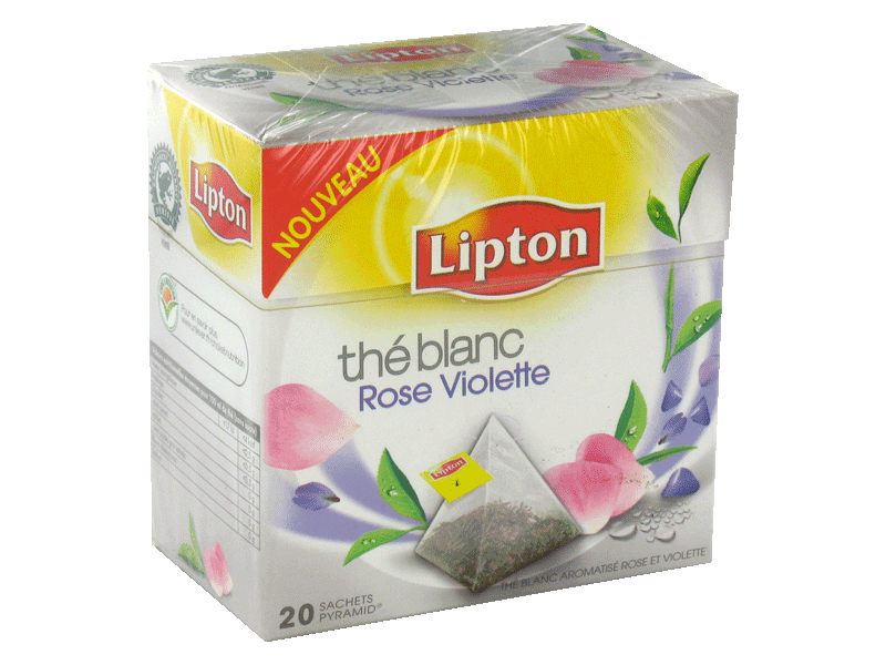 The blanc a la rose et violette LIPTON, 20 sachets pyramide, 32g