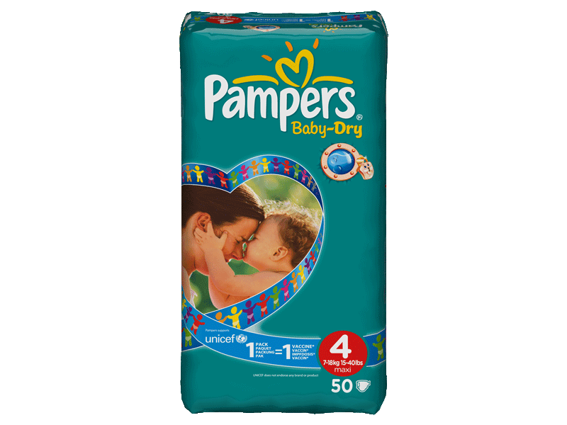 Pampers baby dry geant 7/18 kg change x50 taille 4