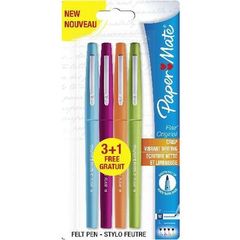 Paper Mate, Stylo feutre nylon Flair Original, medium - 4 couleurs fun, les 3 stylos