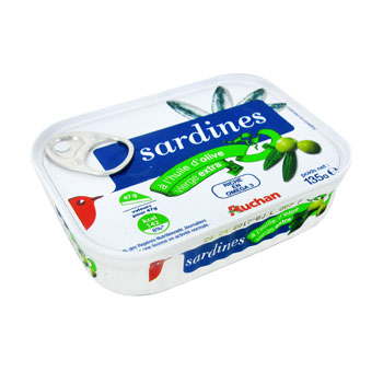 Auchan sardines a l'huile d'olive extra vierge 135g