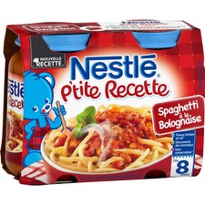 Petits pots bébé dès 8 mois, spaghetti bolognaise Nestlé