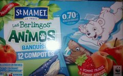 Les Berlingos' Animos banquise 4 pomme/nature,4 pomme/abricot, 4 pomme/fraise, SAINT MAMET, 12x100G