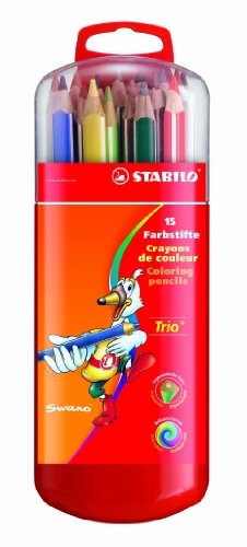 STABILO Trio - Étui Zebrui de 15 crayons de couleur triangulaires - Coloris assortis