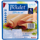 Auchan blanc de poulet sel reduit tranche x4 -160g