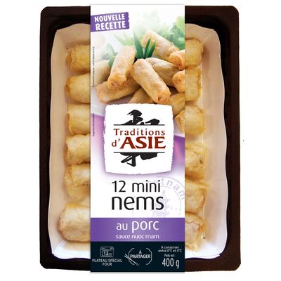Mini nems au porc et sauce Nuoc mam TRADITIONS D'ASIE, 12 pieces, 400g