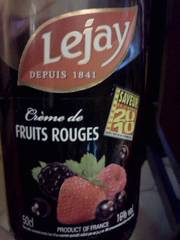 Lejay, Creme de fruits rouges 16 %, l'unite 50CL