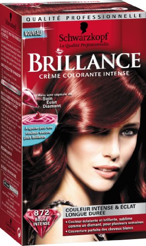 Coloration creme permanente BRILLANCE, rouge intense n°872