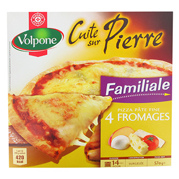 Pizza Volpone Cuite dur Pierre 4 fromages familial 570g