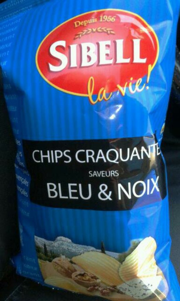 Chips ondulées saveur bleu noix SIBELL, 120g